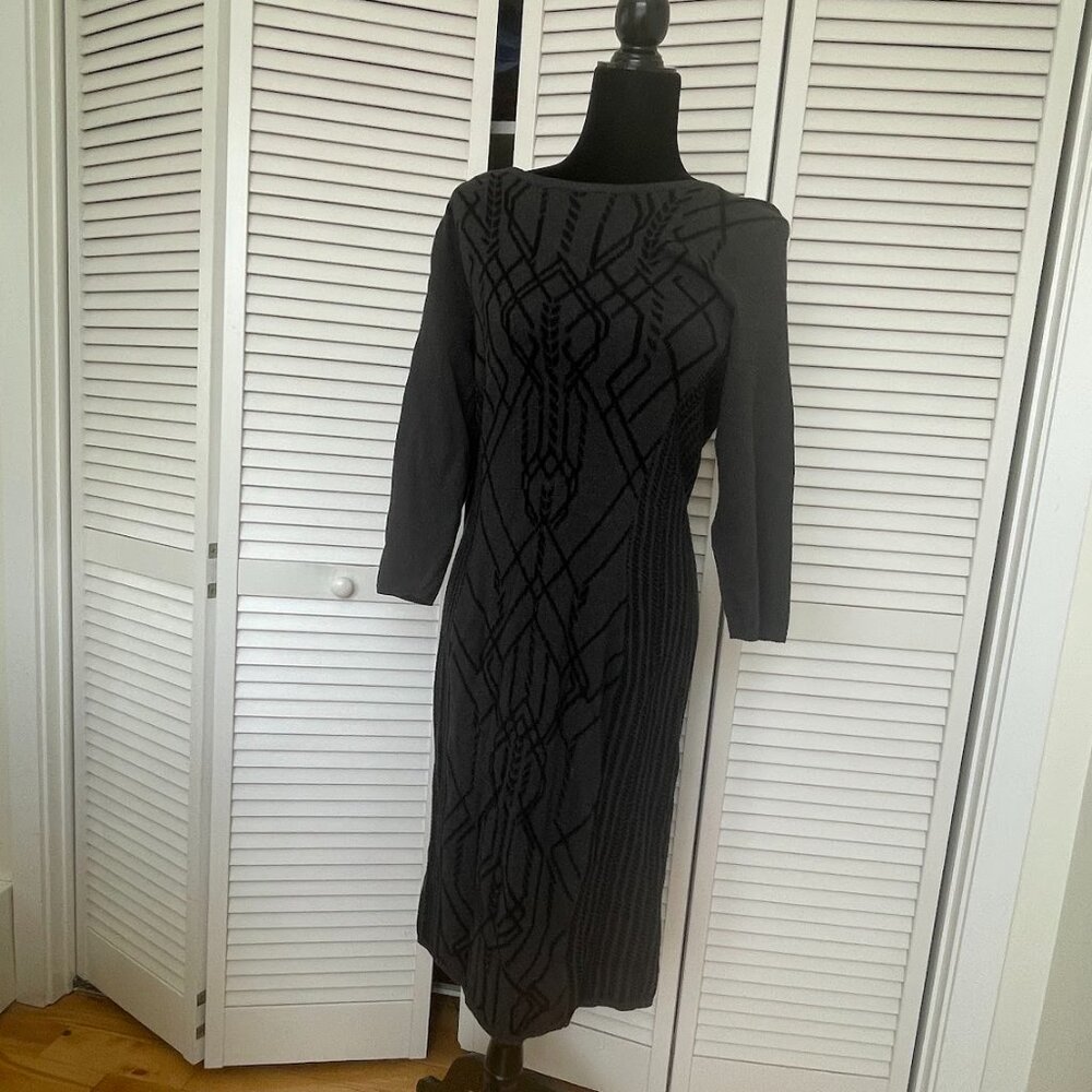 Winter Knit Dress in charcoal and Black